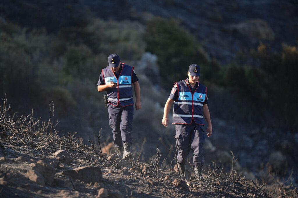 3 IZMIRIN CESME ILCESINDE ORMANLIK ALANDA CIKAN YANGINLA ILGILI 4 GOZALTI