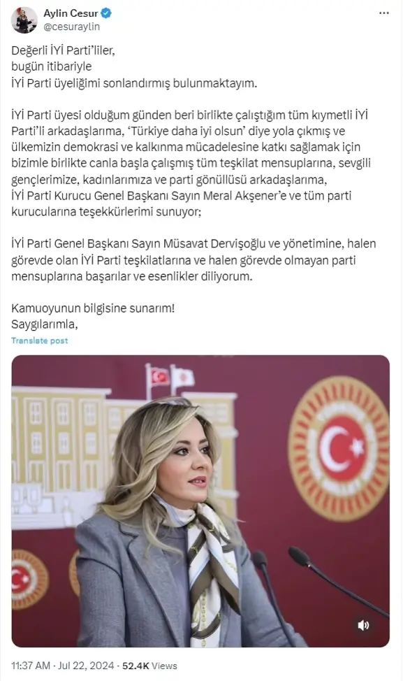 aylin cesur iyi parti den istifa mi etti aylin istifa